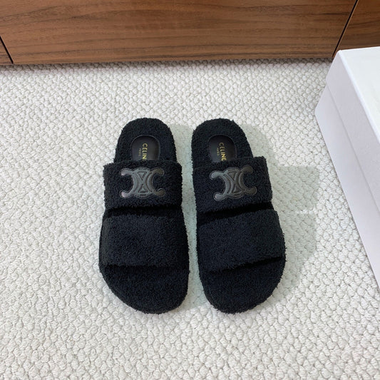 САНДАЛІ CELINE 26S НА ДВОХ РЕМІНЦЯХ З ЧОРНОЇ ВОВНИ
