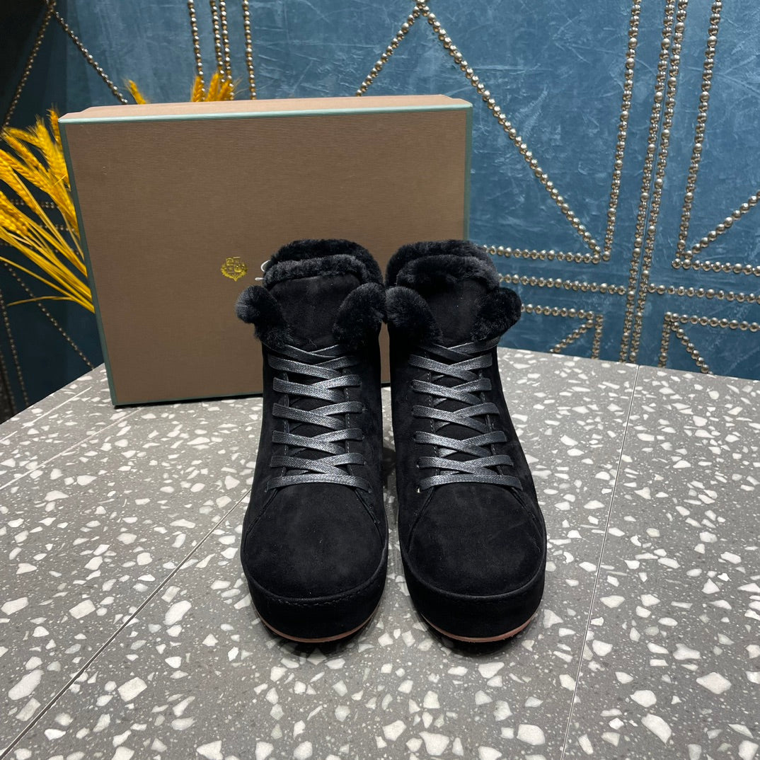 LP WINTER NUAGES HIGH SNEAKERS BLACK LAMBSKIN - 35