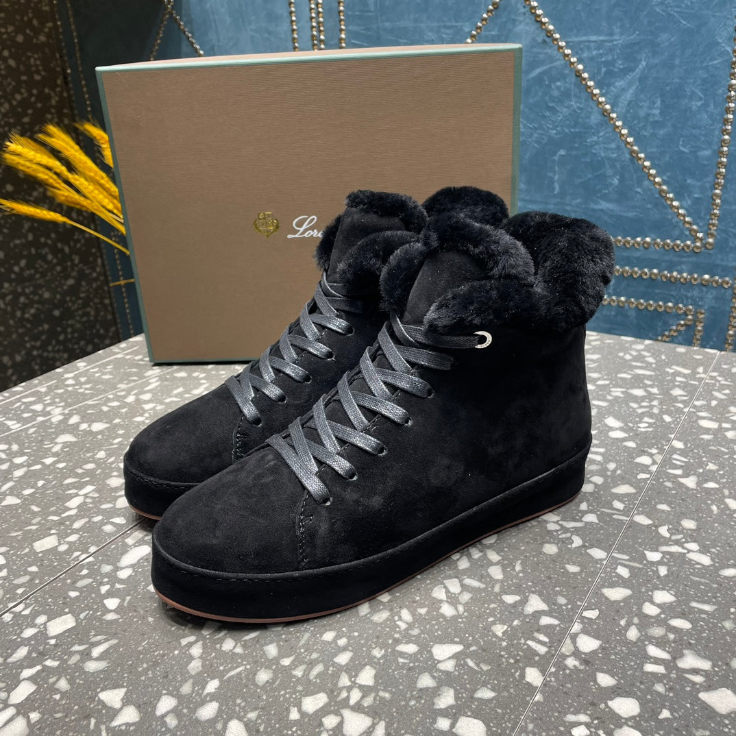 LP WINTER NUAGES HIGH SNEAKERS BLACK LAMBSKIN - 35