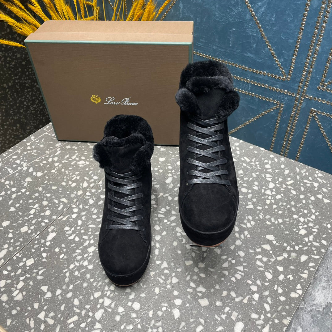 LP WINTER NUAGES HIGH SNEAKERS BLACK LAMBSKIN - 35