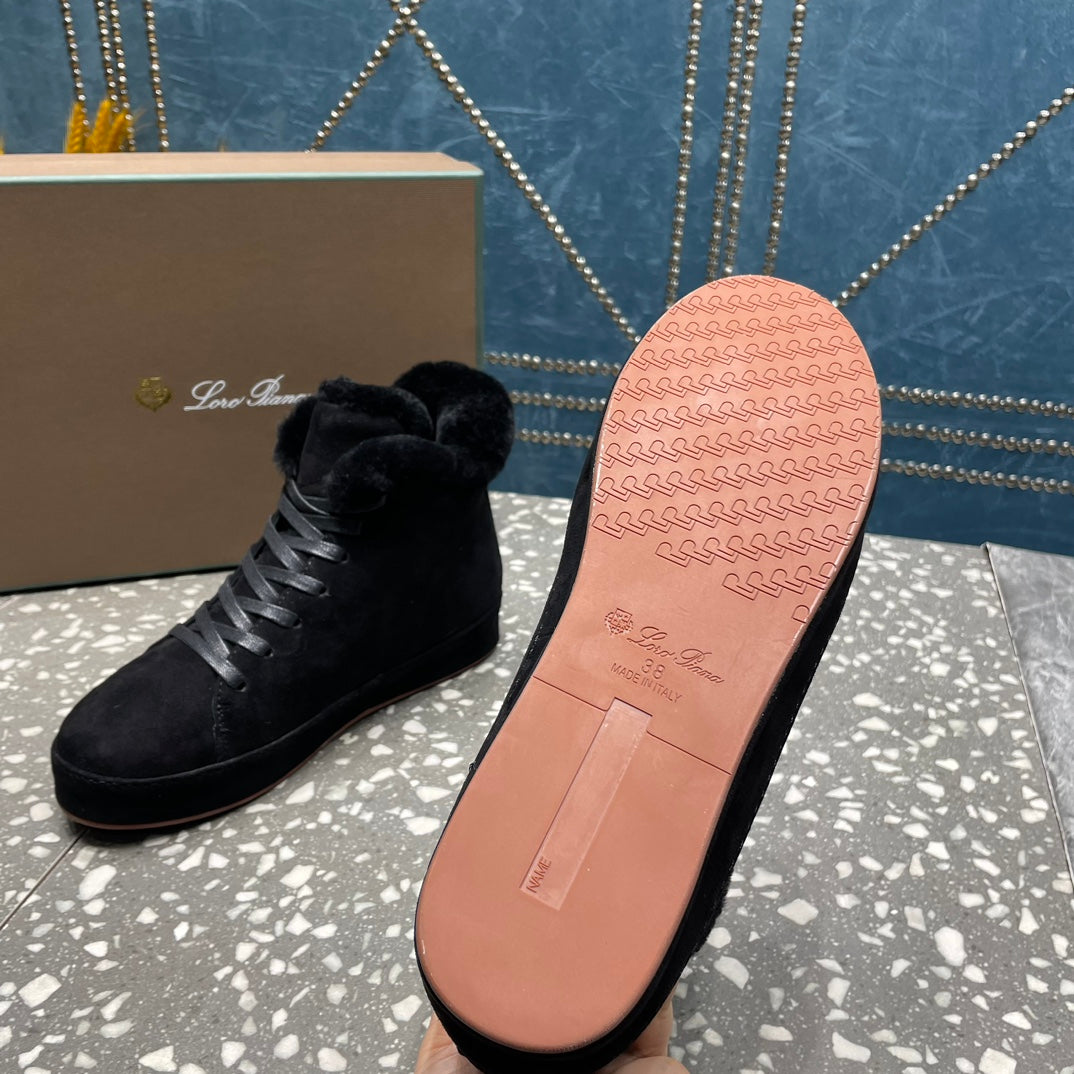 LP WINTER NUAGES HIGH SNEAKERS BLACK LAMBSKIN - 35