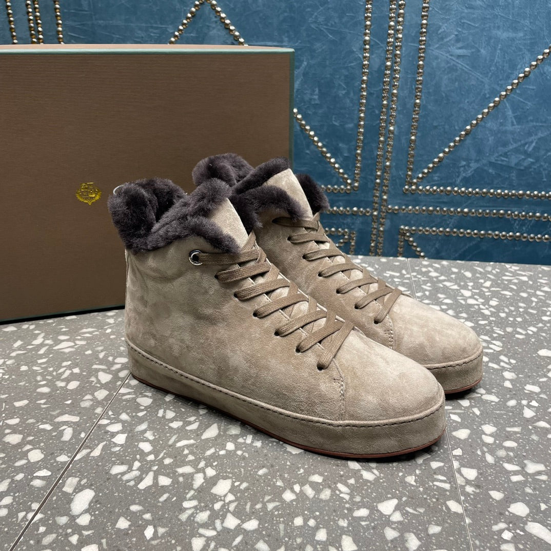 LP WINTER NUAGES HIGH SNEAKERS LIGHT GRAY LAMBSKIN - 35