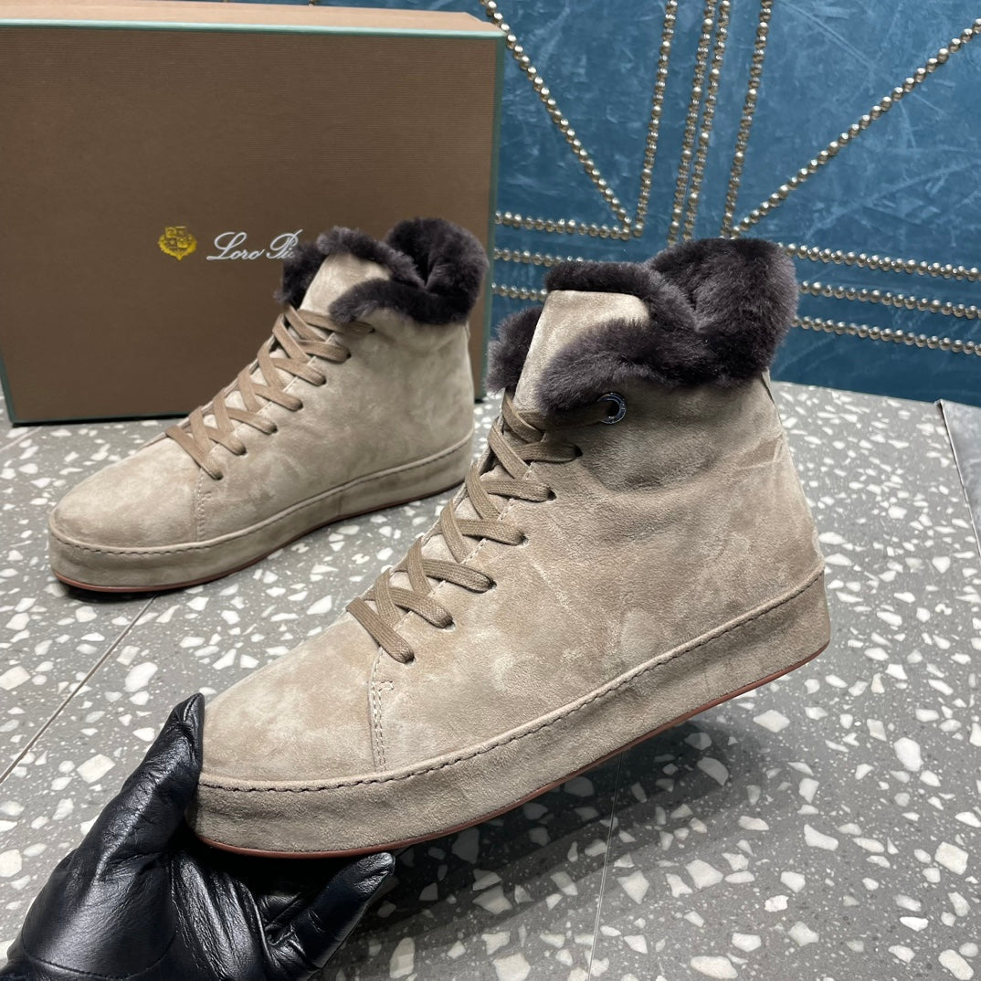LP WINTER NUAGES HIGH SNEAKERS LIGHT GRAY LAMBSKIN - 35