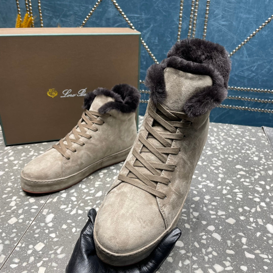 LP WINTER NUAGES HIGH SNEAKERS LIGHT GRAY LAMBSKIN - 35