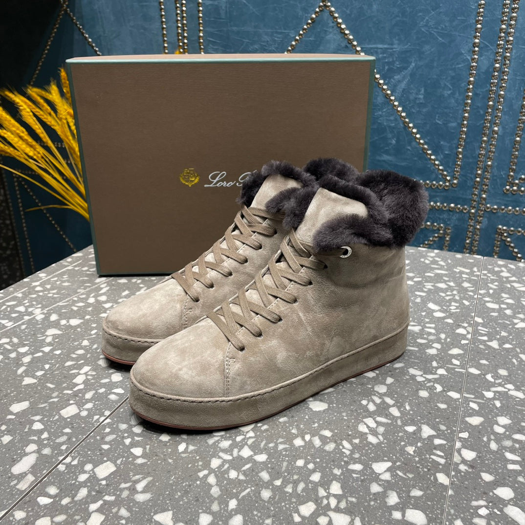 LP WINTER NUAGES HIGH SNEAKERS LIGHT GRAY LAMBSKIN - 35
