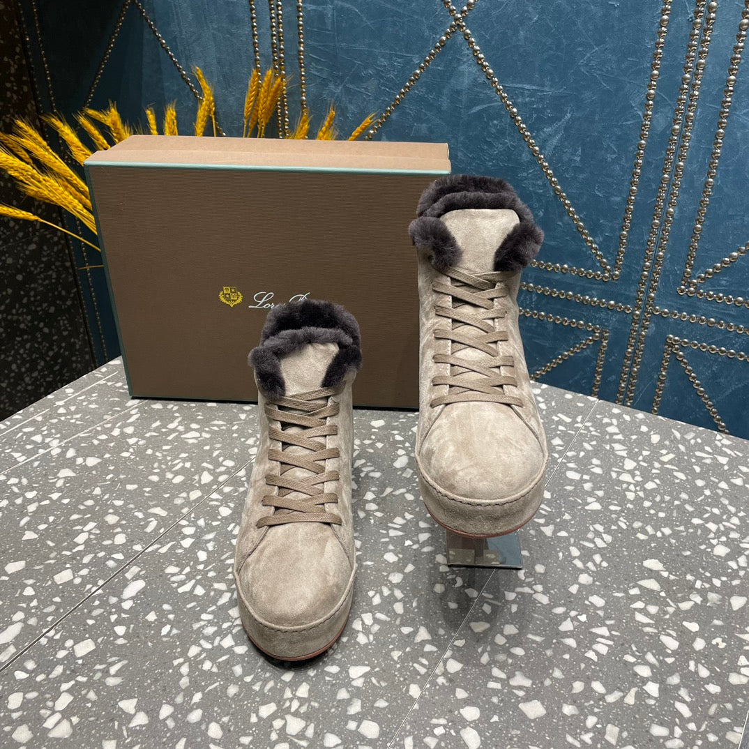LP WINTER NUAGES HIGH SNEAKERS LIGHT GRAY LAMBSKIN - 35