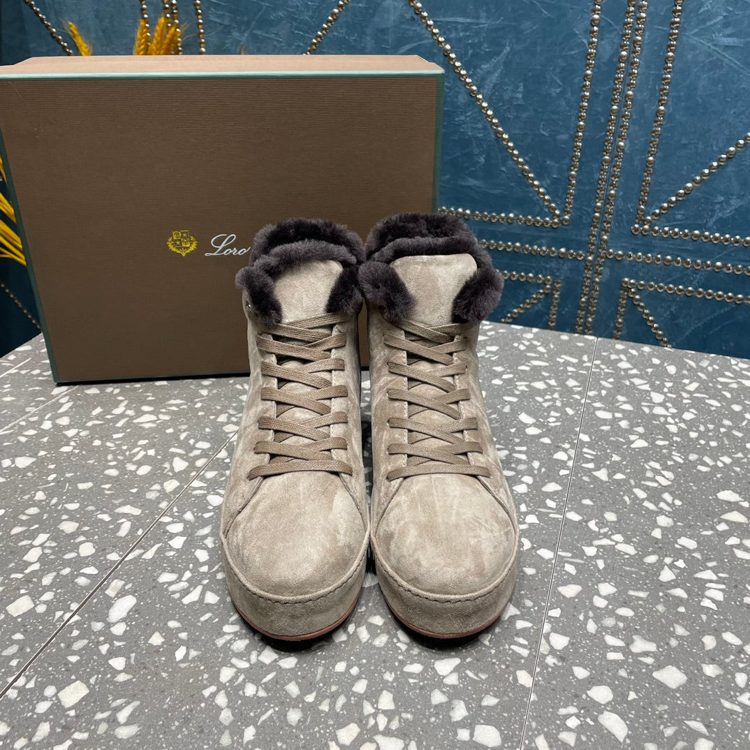 LP WINTER NUAGES HIGH SNEAKERS LIGHT GRAY LAMBSKIN - 35