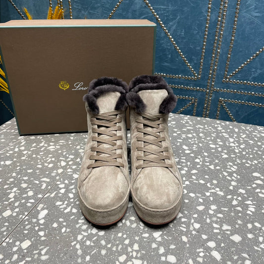 LP WINTER NUAGES HIGH SNEAKERS LIGHT GRAY LAMBSKIN - 35