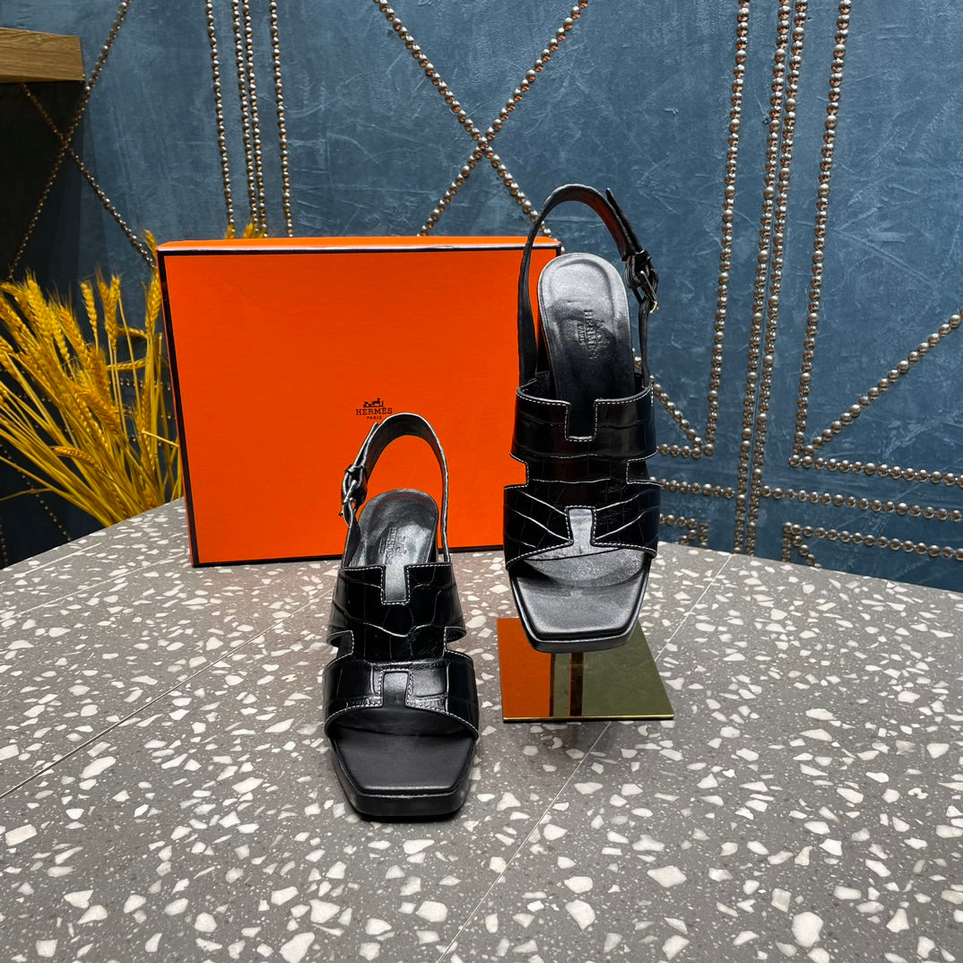 ERIS SANDAL 95 BLACK CALFSKIN - 35