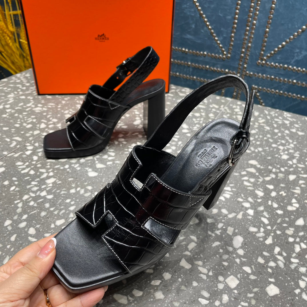 ERIS SANDAL 95 BLACK CALFSKIN - 35