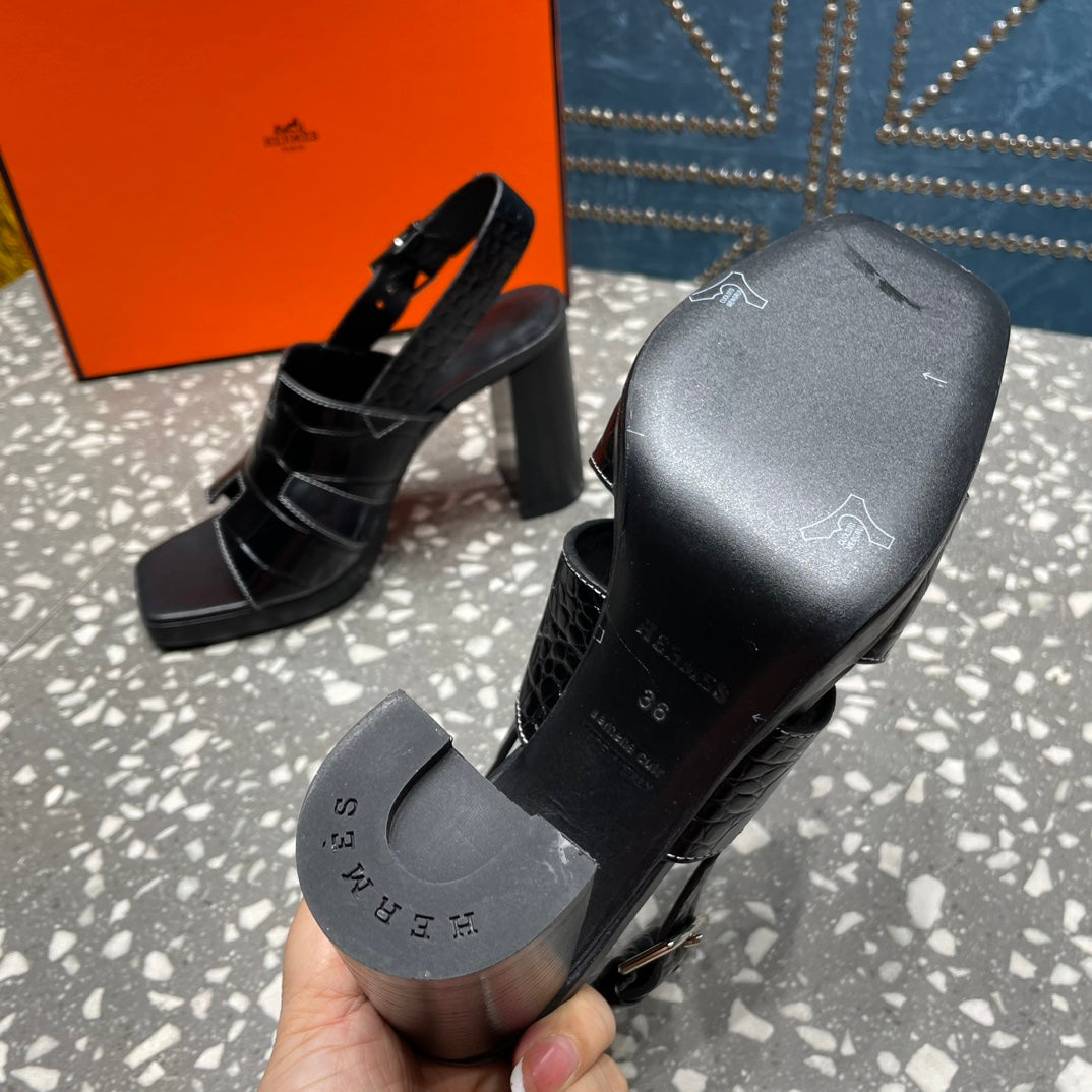 ERIS SANDAL 95 BLACK CALFSKIN - 35