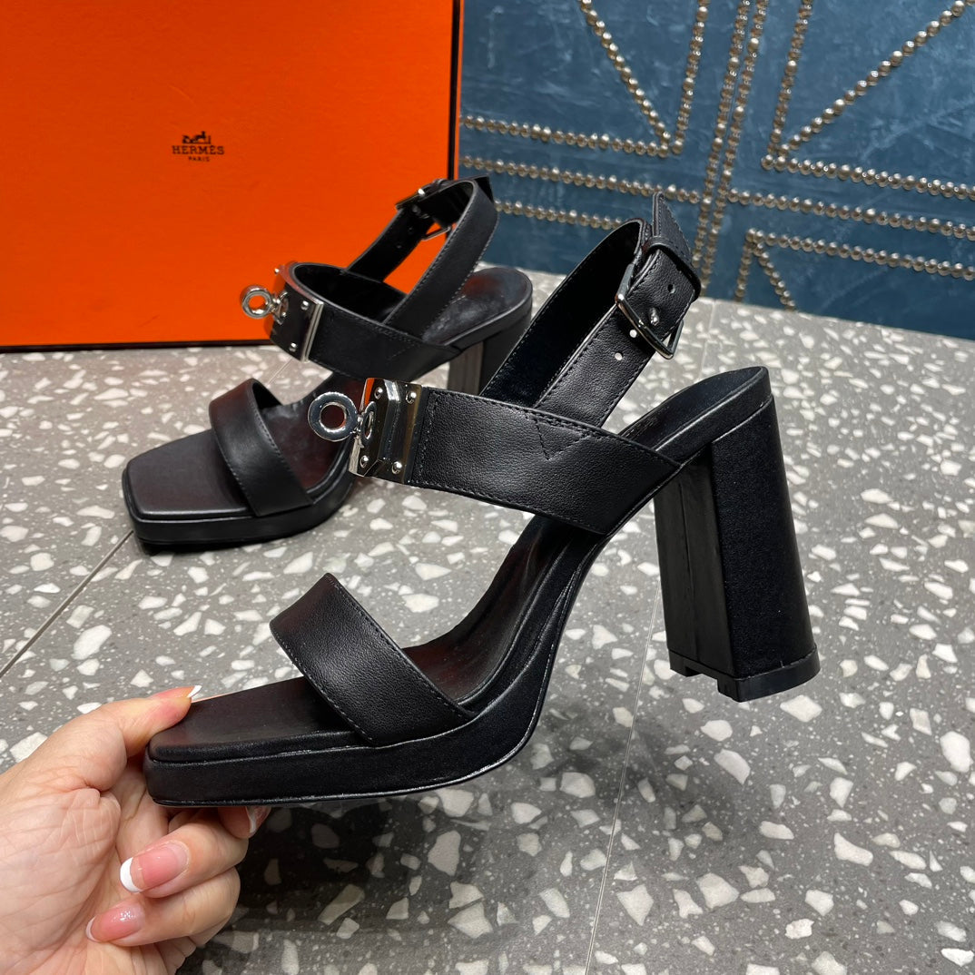 ILONA SANDAL 95 BLACK CALFSKIN - 35