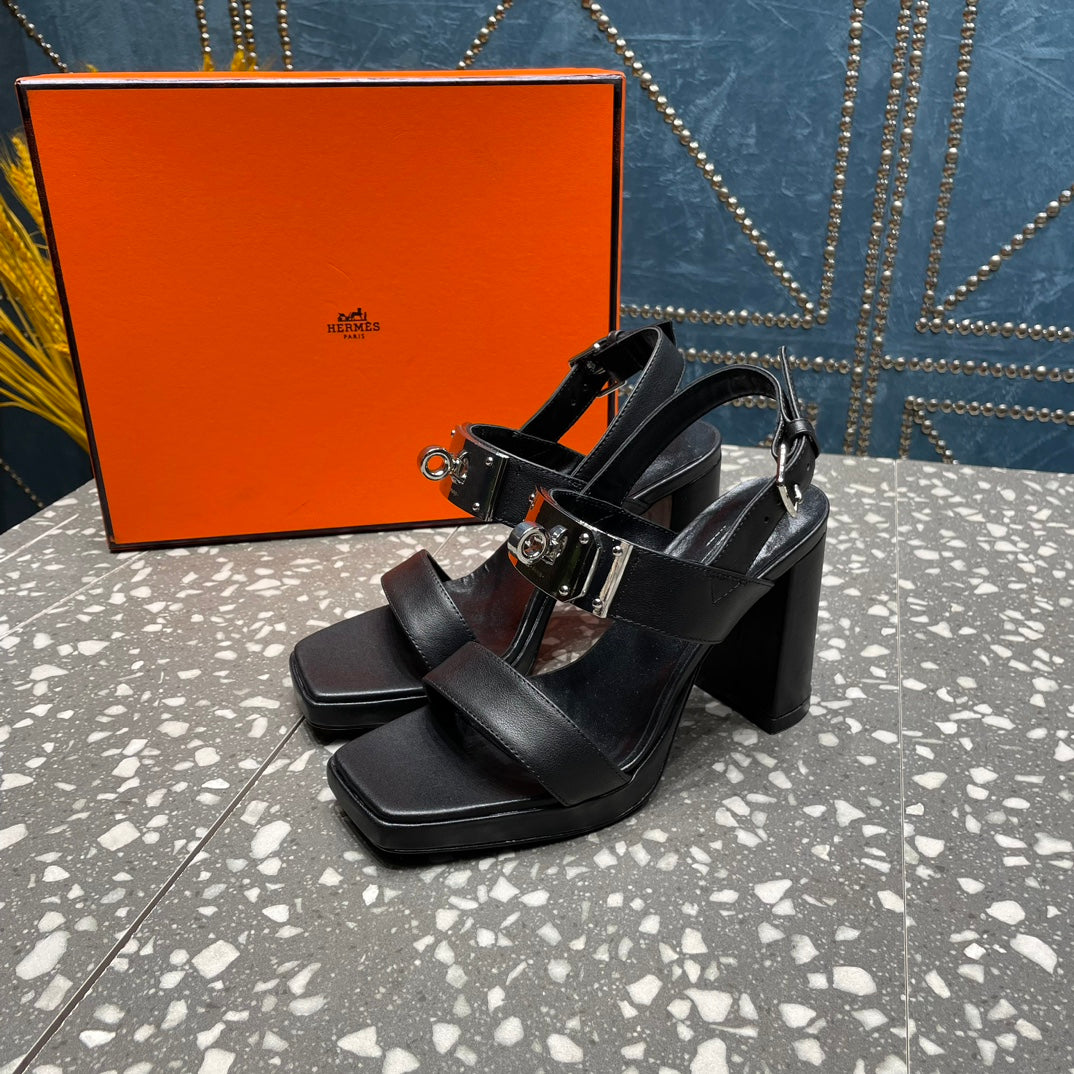 ILONA SANDAL 95 BLACK CALFSKIN - 35