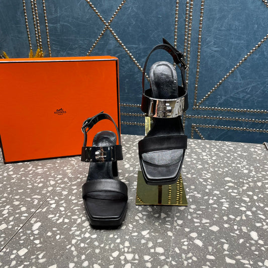 ILONA SANDAL 95 BLACK CALFSKIN - 35