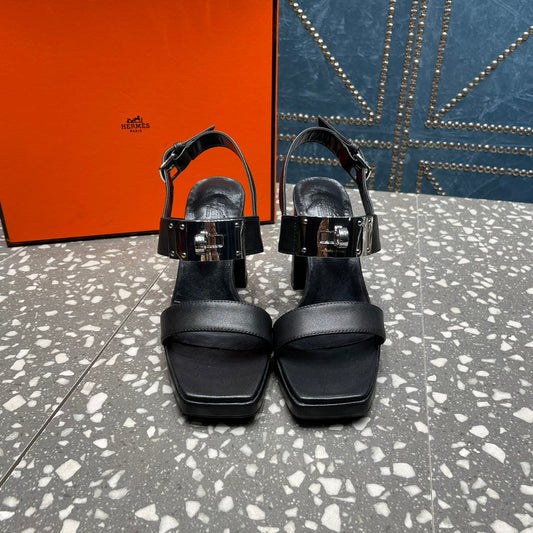 ILONA SANDAL 95 BLACK CALFSKIN - 35