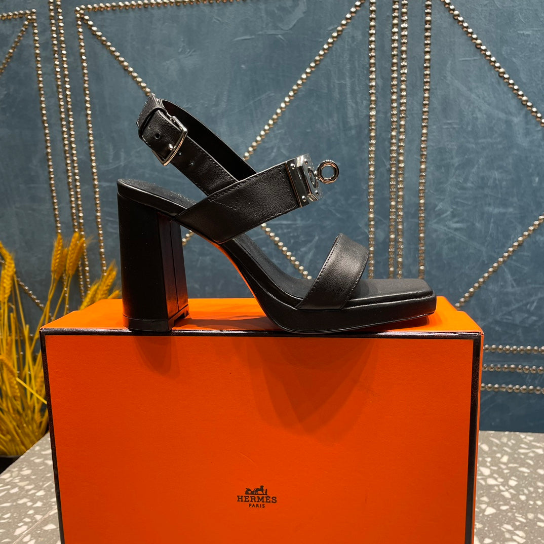 ILONA SANDAL 95 BLACK CALFSKIN - 35