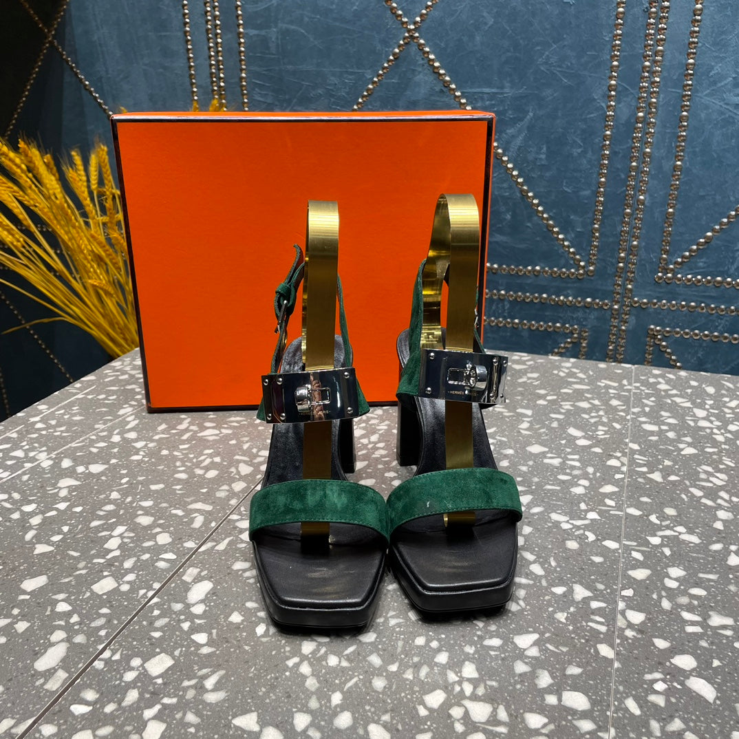 ILONA SANDAL 95 DARK GREEN SUEDE - 35