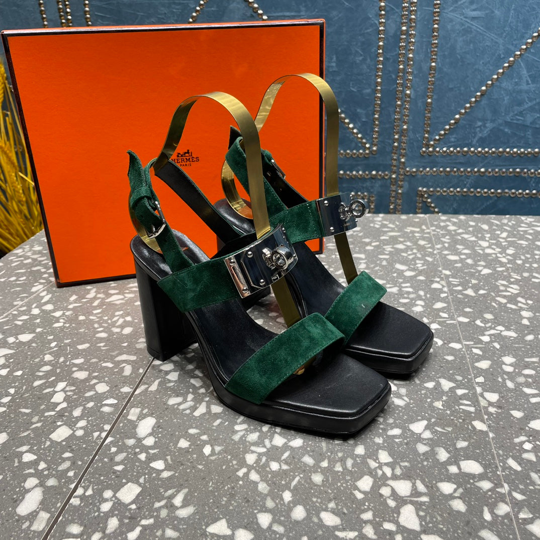 ILONA SANDAL 95 DARK GREEN SUEDE - 35