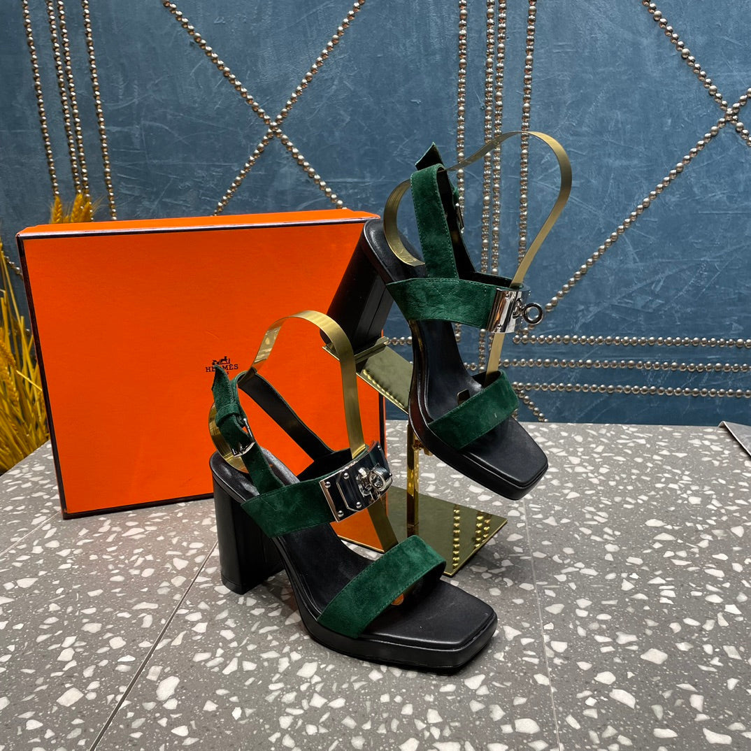 ILONA SANDAL 95 DARK GREEN SUEDE - 35