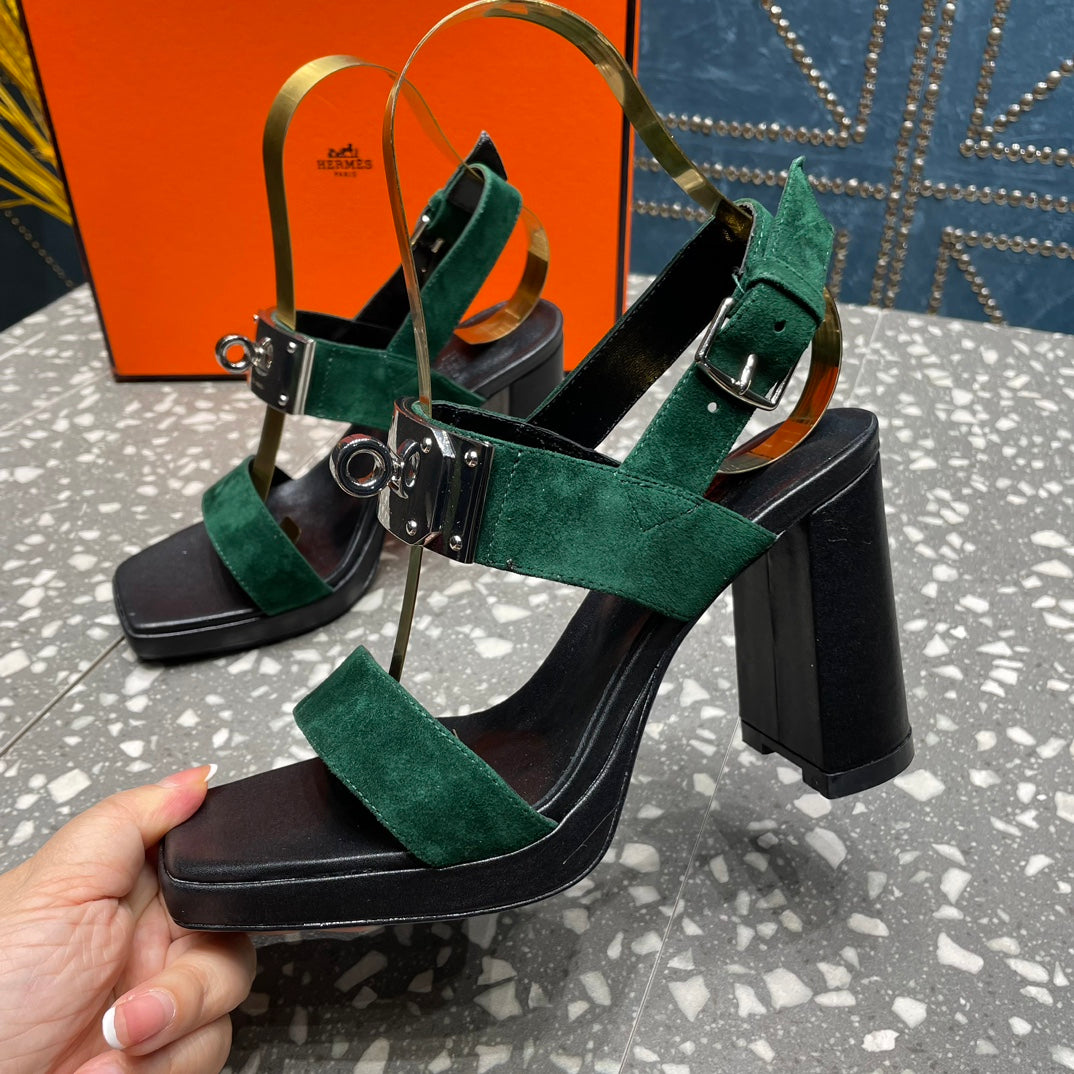 ILONA SANDAL 95 DARK GREEN SUEDE - 35