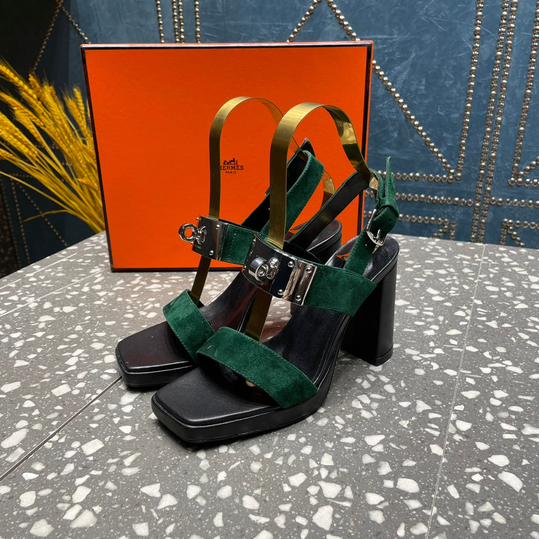 ILONA SANDAL 95 DARK GREEN SUEDE - 35