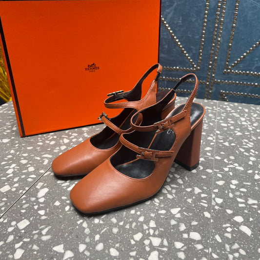JACKIE 80 MM PUMP IN UMBER BROWN CALFSKIN - 35