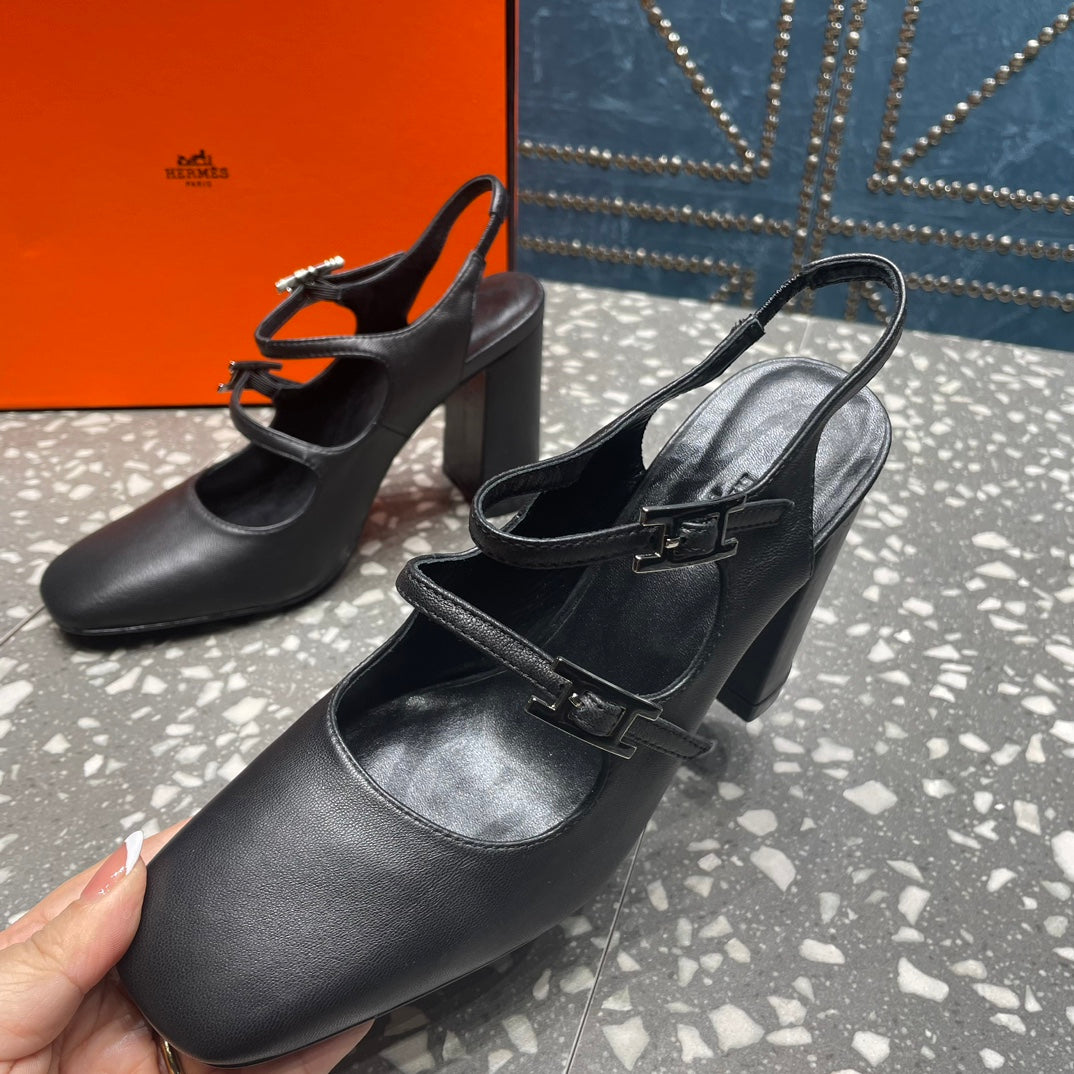 JACKIE 80 MM PUMP IN BLACK CALFSKIN - 35