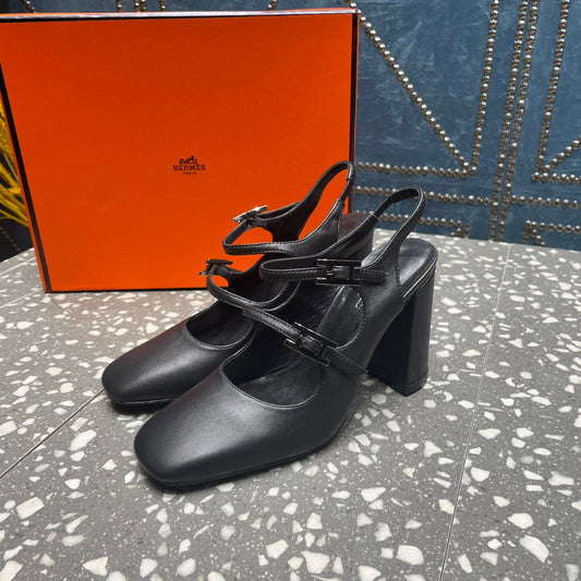 JACKIE 80 MM PUMP IN BLACK CALFSKIN - 35