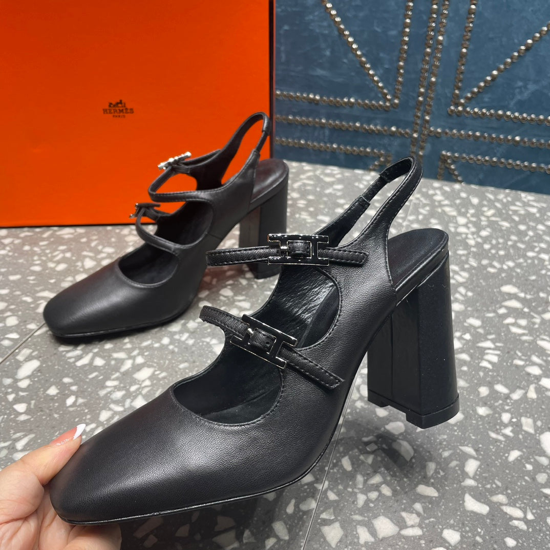 JACKIE 80 MM PUMP IN BLACK CALFSKIN - 35
