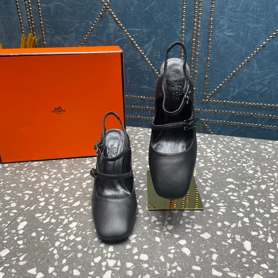 JACKIE 80 MM PUMP IN BLACK CALFSKIN - 35