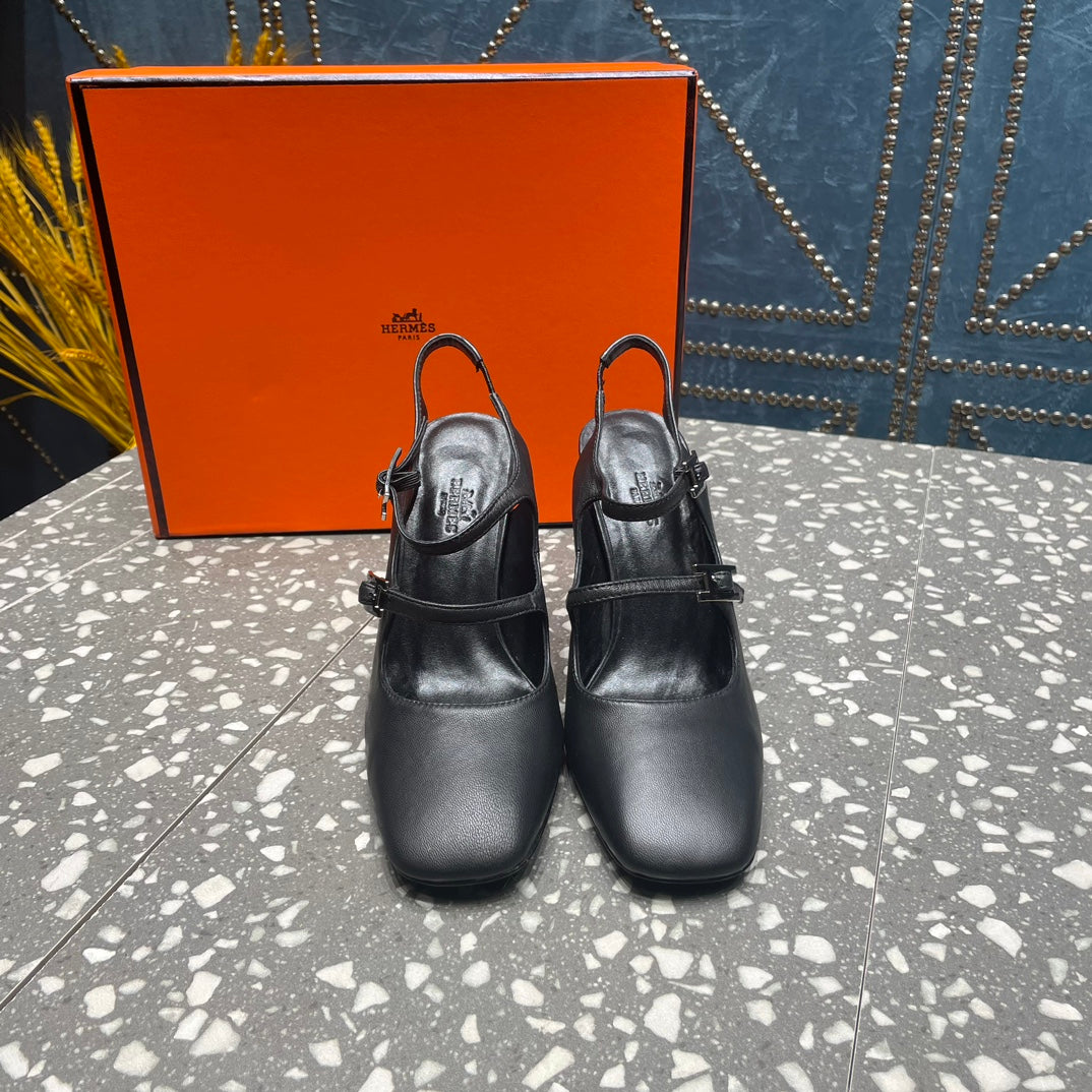 JACKIE 80 MM PUMP IN BLACK CALFSKIN - 35