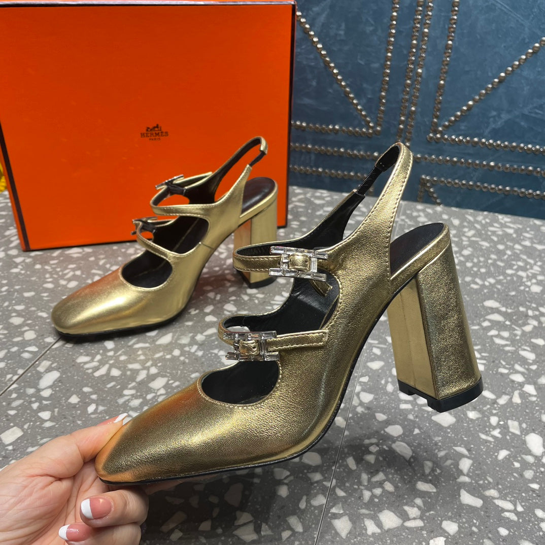 JACKIE 80 MM PUMP IN LIGHT GOLD CALFSKIN - 35