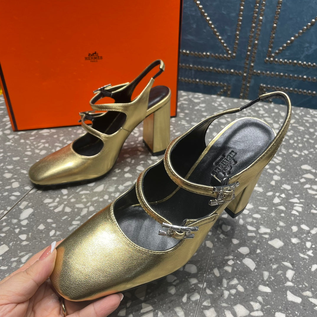 JACKIE 80 MM PUMP IN LIGHT GOLD CALFSKIN - 35