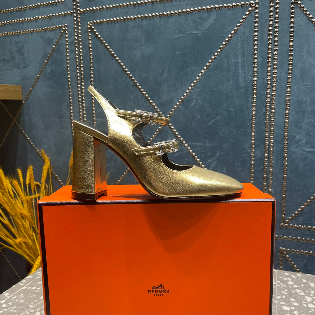 JACKIE 80 MM PUMP IN LIGHT GOLD CALFSKIN - 35