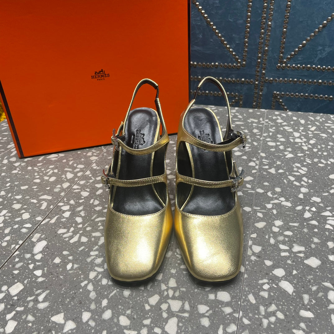 JACKIE 80 MM PUMP IN LIGHT GOLD CALFSKIN - 35