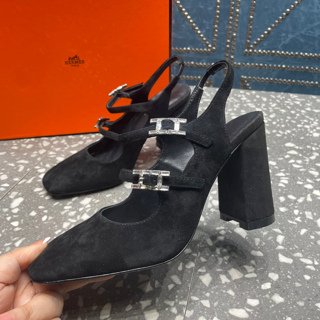 JACKIE 80 MM PUMP IN BLACK SUEDE - 35