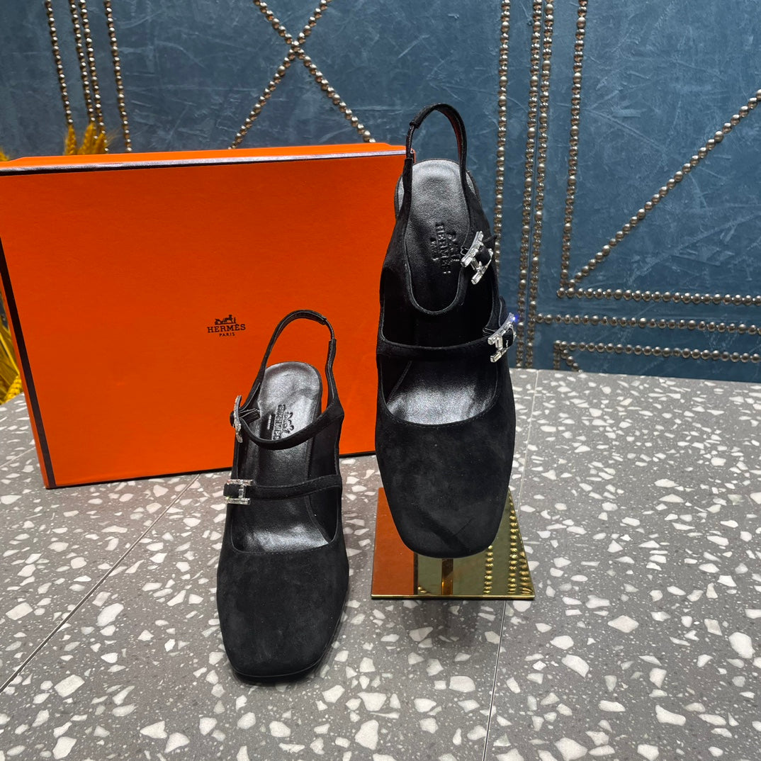 JACKIE 80 MM PUMP IN BLACK SUEDE - 35