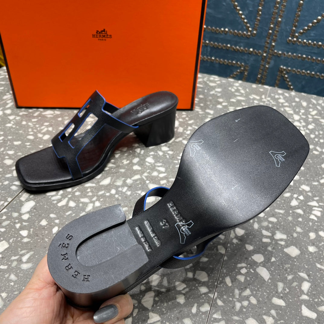 IZZY 50 MM SANDAL IN BLACK SHEEPSKIN - 35