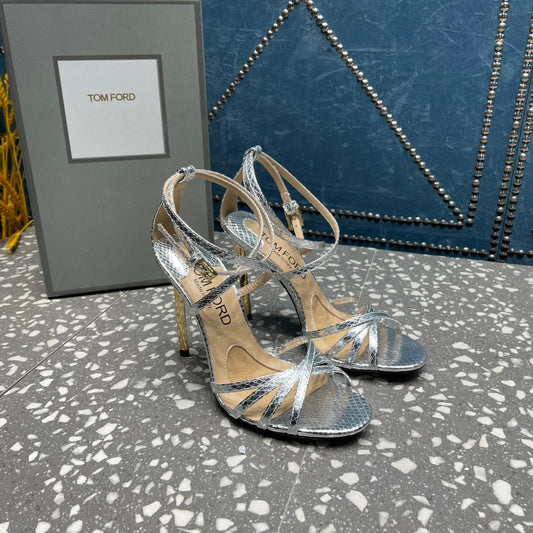 IDA SANDAL 10 СМ З ТЕЛЯЧОЇ ШКІРИ ЗІ СРІБНИМ ЗМІЇНИМ ВІЗЕРУНКОМ