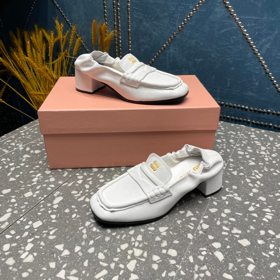 HIGH BROGUE LOAFERS IN WHITE LAMBSKIN - 35