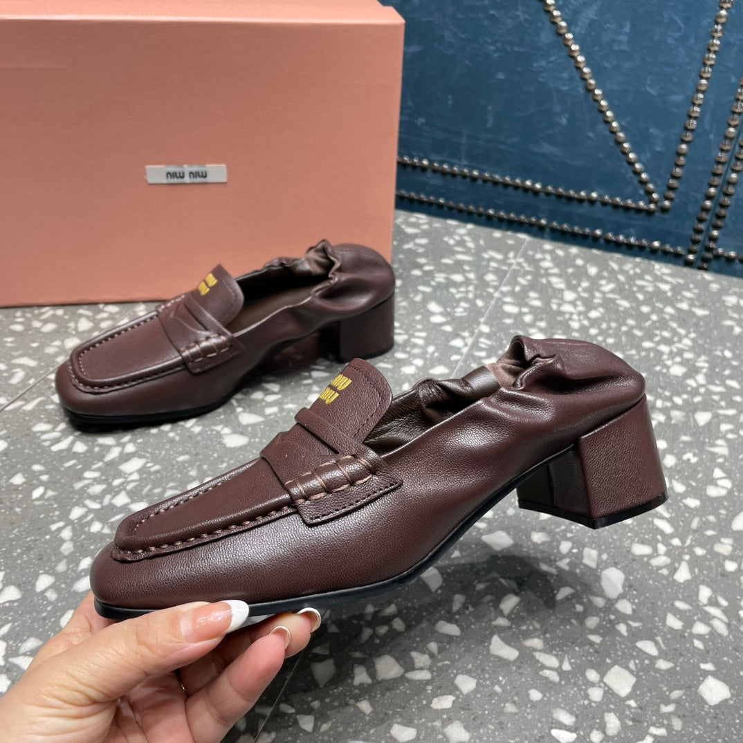 HIGH BROGUE LOAFERS IN CHESTNUT BROWN LAMBSKIN - 35