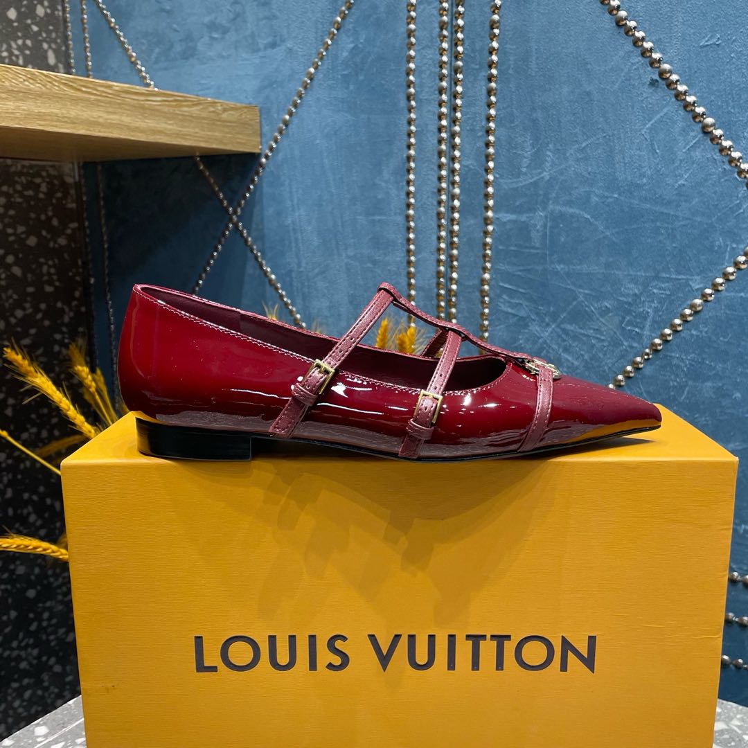 POINTED FLAT SHOES IN BURGUNDY RED CALFSKIN - 35