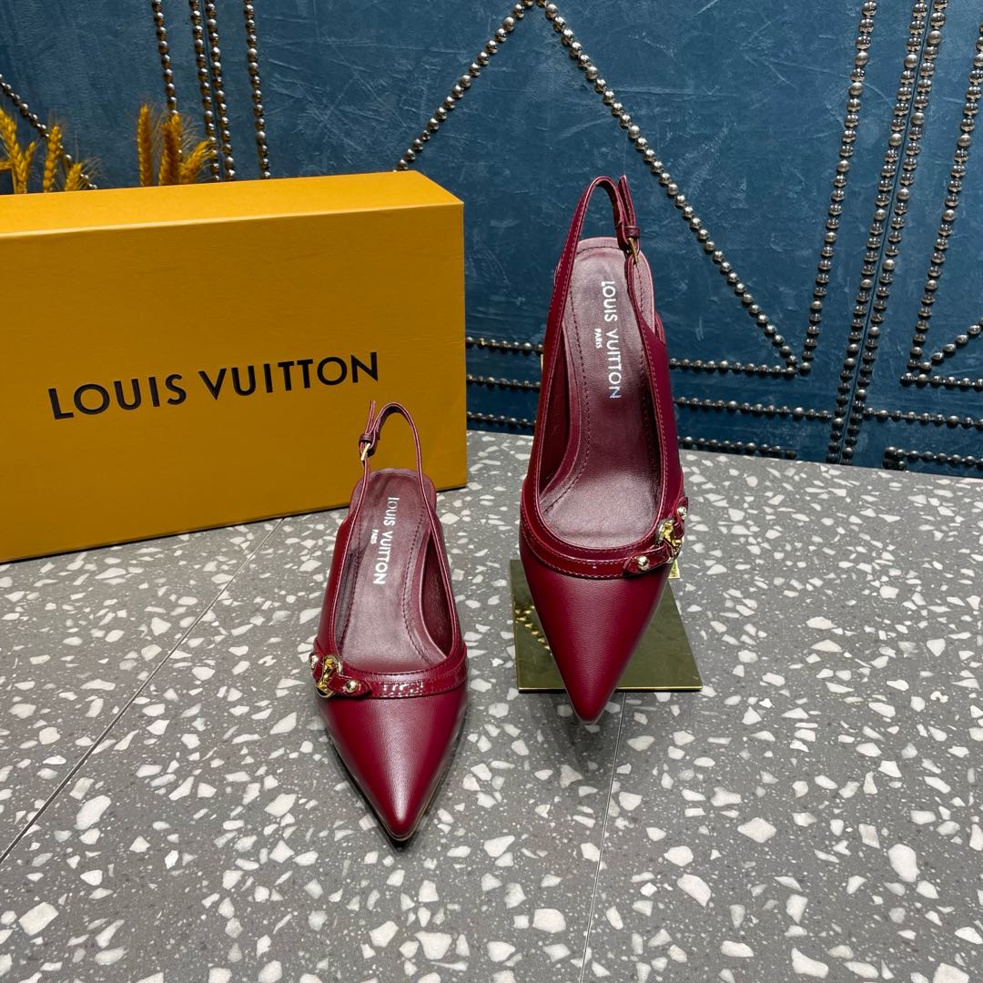 HIGH HEEL 55 MM SLINGBACKS IN JAM RED SHEEPSKIN - 35