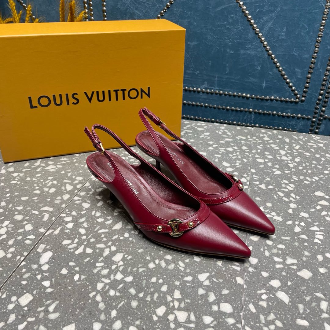 HIGH HEEL 55 MM SLINGBACKS IN JAM RED SHEEPSKIN - 35