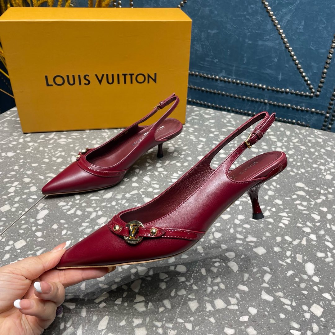 HIGH HEEL 55 MM SLINGBACKS IN JAM RED SHEEPSKIN - 35