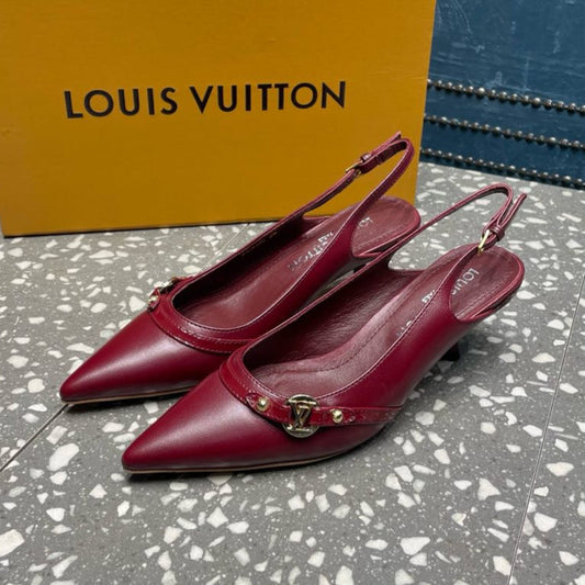HIGH HEEL 55 MM SLINGBACKS IN JAM RED SHEEPSKIN - 35