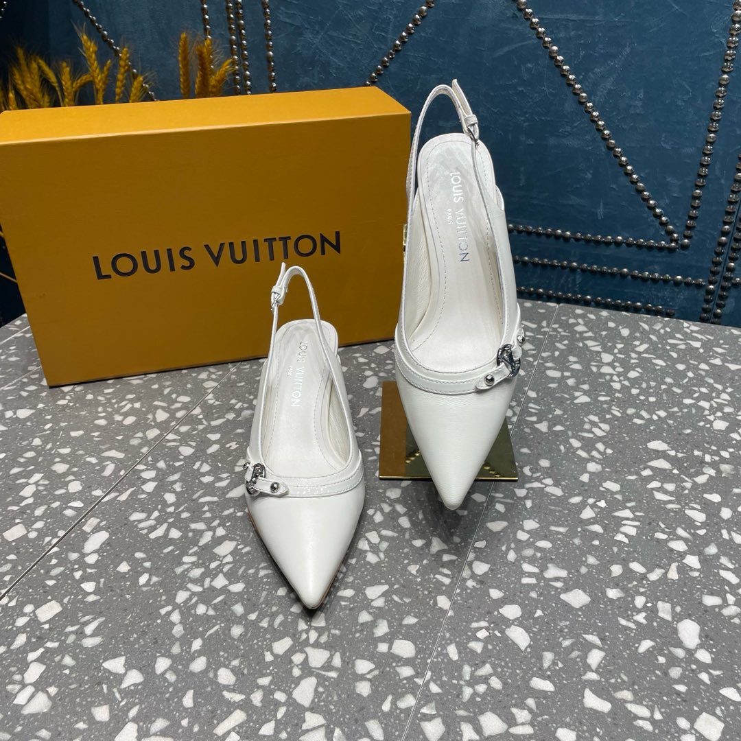 HIGH HEEL 55 MM SLINGBACKS IN WHITE SHEEPSKIN - 35
