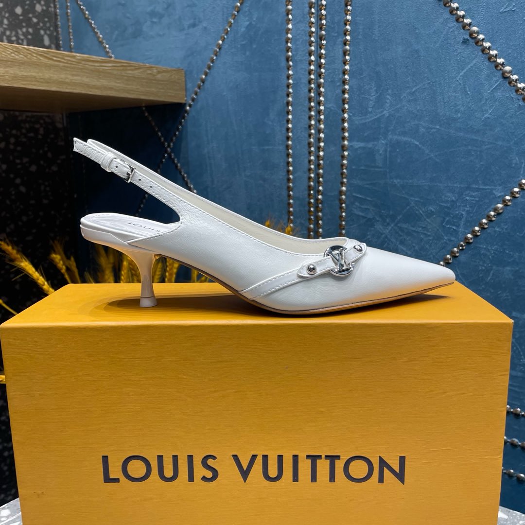 HIGH HEEL 55 MM SLINGBACKS IN WHITE SHEEPSKIN - 35