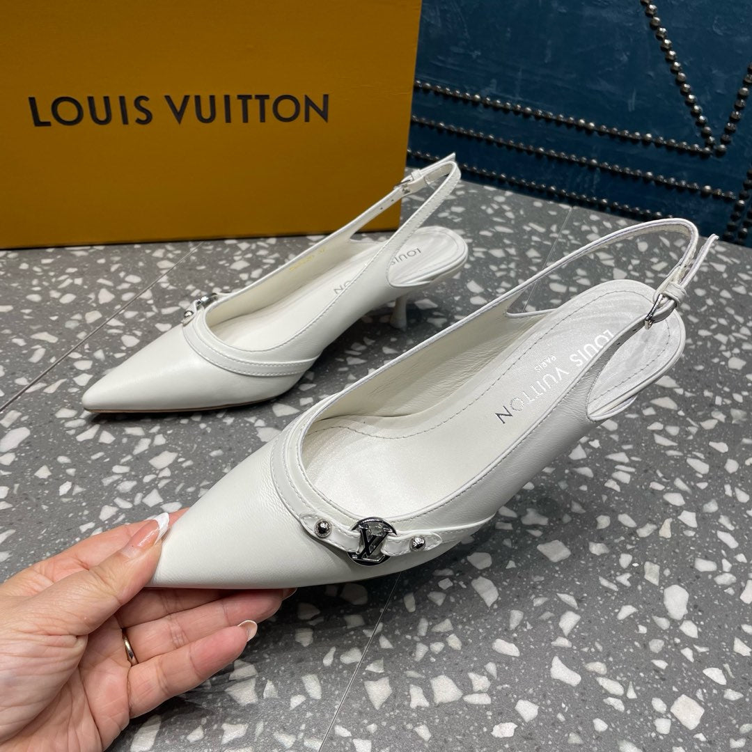HIGH HEEL 55 MM SLINGBACKS IN WHITE SHEEPSKIN - 35