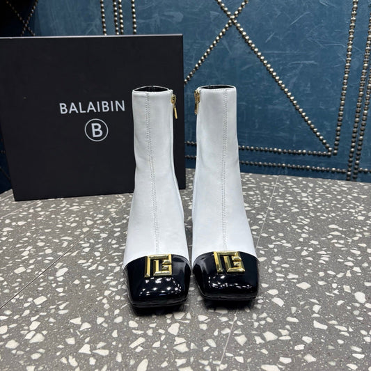 ЧЕРЕВИКИ BALMAIN 26S 65 ММ З БІЛОЇ ТА ЧОРНОЇ ТЕЛЯЧОЇ ШКІРИ